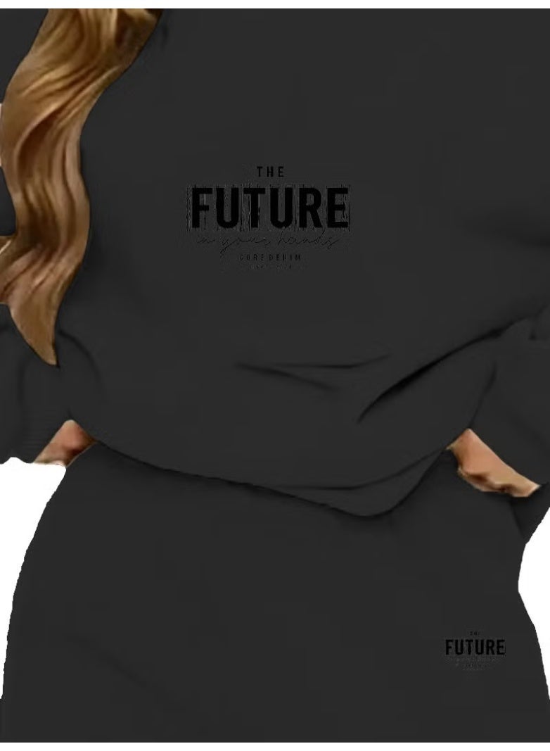 DogFish Tracksuit Set Future Printed Plus Size Bottom Top Set - Image 5